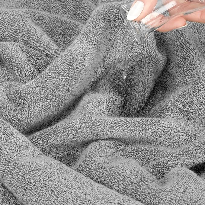 American Soft Linen Salem Turkish Bath Towel Set, 100% Cotton 600 GSM 6 Piece Towels for Bathroom, 2 Bath Towels 2 Hand Towels 2 Washcloths, Light Grey