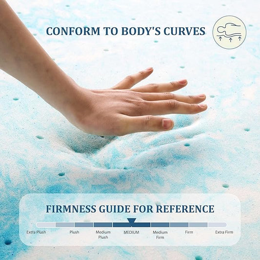 EGO Topper 4 Inch Queen Memory Foam Mattress Topper, Gel Foam Mattress Topper for Pressure Relief, Ventilated Design Bed Topper in a Box, CertiPUR-US Certified, 60"×80", Medium