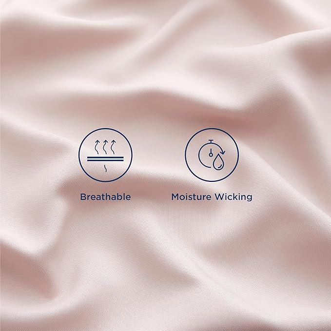 Bedsure California King Sheet Sets, Cooling Sheets for Hot Sleepers, Rayon Derived from Bamboo, Breathable & Soft, Deep Pocket Up to 16 Inches, Hotel Luxury Silky Bedding, Pink