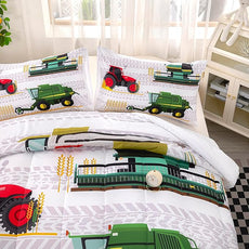 CVHOUSE Bedding Set for Boys, Tractor Comforter Twin, Cartoon Truck Quilt Set with 1 Comforter and 2 Pillow Cases- 3 Piece