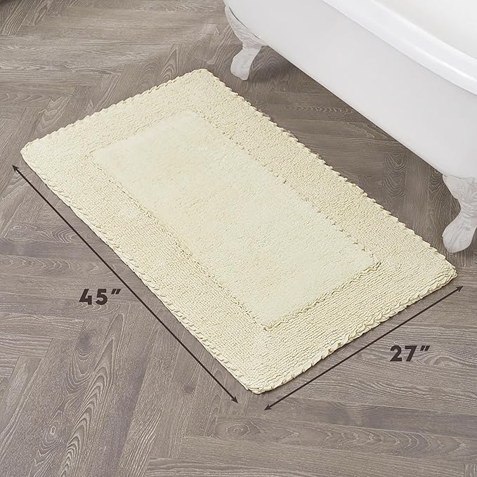 Laura Ashley Ruffle Border Yellow 27"x 45" 100% Cotton Bath Rug