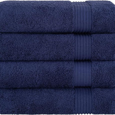 Cotton Paradise 4 Piece Turkish Bath Towels for Bathroom, 100% Cotton Extra Large Soft Plush Towels Bathroom Set, Navy Blue
