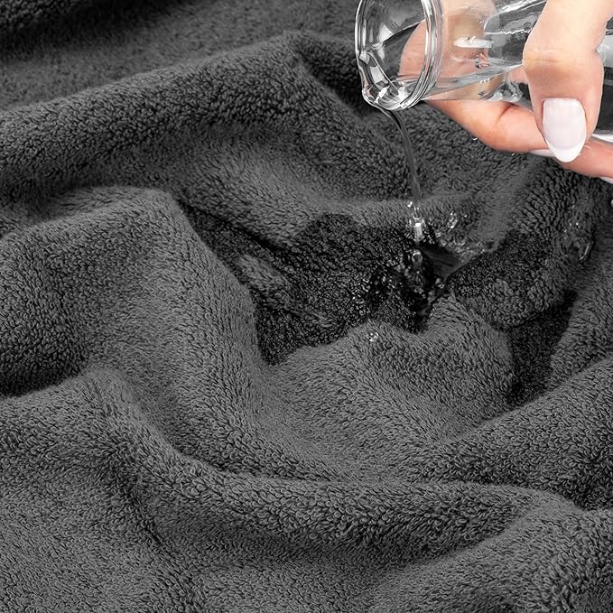American Soft Linen Salem 100% Cotton Turkish 4 Piece Bath Towels for Bathroom, 600 GSM Soft Absorbent Quick Dry Bath Towel Set, Dark Gray