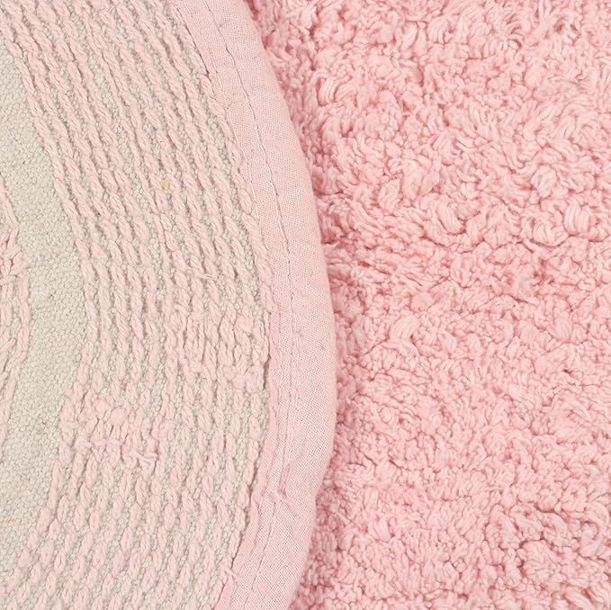 Home Weavers Double Ruffle Collection 100% Cotton Bathroom Rugs Set, Washable Rug, Extra Soft and Absorbent Bath Rug, Kitchen Mat, Bath Mat Set, Bath Floor Mat Non Slip, 20"x20" Contour, Pink