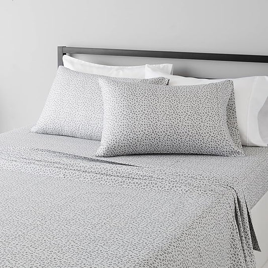 Amazon Basics Lightweight Super Soft Easy Care Microfiber 4 Piece Bed Sheet Set With 14-inch Deep Pockets - Full, Gray Cheetah,Printed AmazonBasics