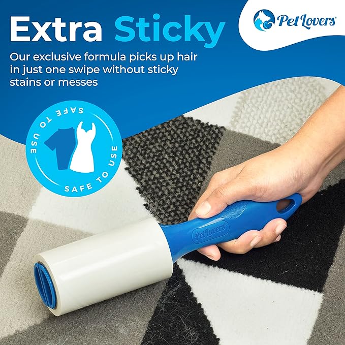 PetLovers Extra Sticky Lint Roller Single Unit 90 Sheets for Pet Hair Removal, Dog and Cat Lint Remover (1 Pack)