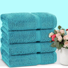 Chakir Turkish Linens 100% Cotton Premium Turkish Towels for Bathroom | 27'' x 54'' (4-Piece Bath Towels -Aqua)
