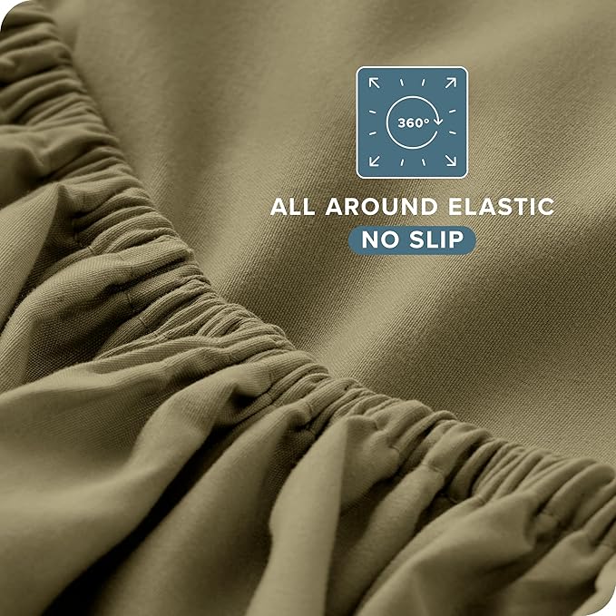 Bare Home Ultra-Soft Split Cal King Sheet Set - Luxury 1800 - Hydro-Brushed - Deep Pockets - Easy Fit - 4 Piece Set - Bedding Sheets & Pillowcases (Split California King, Olive)
