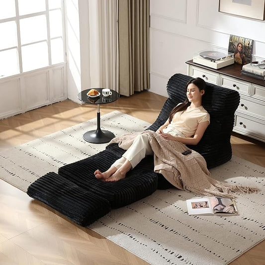 Premium Beige Bean Bag Chair for Adults with Armrest- Ultra Plush Memory Foam Lounge Sofa & Comfy Reading Nook Chair for Bedroom, Living Room & Dorm (Penguin, Darkgray)