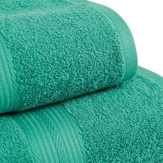 Amazon Basics 6 Piece Oversized Fade resistant Towel set, 100% Cotton towels for bathroom, soft and absorbent, 2 Bath Towels, 2 Hand Towels and 2 Washcloths bathroom towel set, Teal