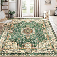 8'x10' Area Rugs Washable,Green Rug for Living Room Bedroom Dining Room,Large Boho Vintage Bohemian Distressed Oriental Carpet Non Slip,Retro Sage Floral