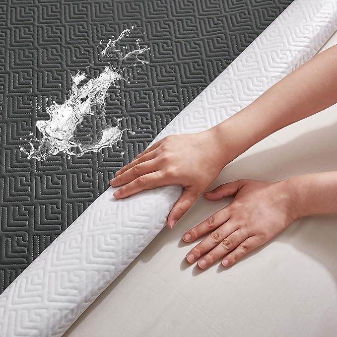 100% Waterproof Mattress Protector 18''Deep Pocket Breathable Incontinence Pads for Adults Kids Elderly Pets Machine Washable and Easy Care Bedwetting Pads (Black, 39''x80'',Twin XL)