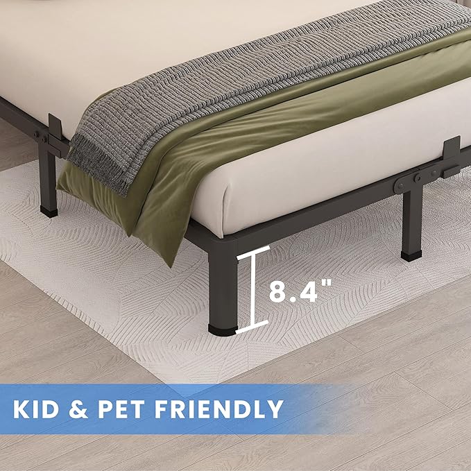MAF 10 Inch Queen Metal Platform Bed Frame with Round Corner Legs, 3000 LBS Heavy Duty Steel Slats Support, Noise Free, No Box Spring Needed, Easy Assembly