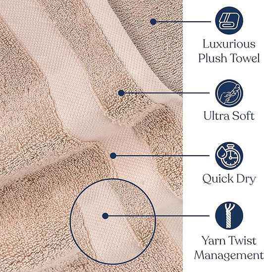 Delara Organic Cotton Luxuriously Plush Hand Towel Pack of 2 | GOTS & OEKO-TEX Certified | Premium Hotel Quality Towels | Feather Touch Technology|650 GSM Long Staple|Soft, Quick Dry & Ultra-Absorbent