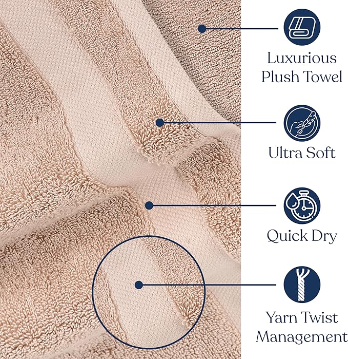Delara Organic Cotton Luxuriously Plush Washcloths Pack of 6 | GOTS & Oeko-TEX Certified | Premium Quality Face Towels | Feather Touch Technology|650 GSM Long Staple|Soft, Quick Dry & Ultra-Absorbent