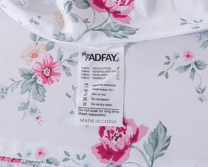 FADFAY Rose Duvet Cover Set Full Pink Floral Bedding Vintage Botanical Flower Quilt Cover Set Rustic Farmhouse Bedding 100% Cotton Soft Comforter Cover with Hidden Zipper Closure 3Pcs, Full Size