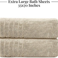 Tens Towels Pack of 2 Extra Large Bath Sheets 35 x 70 Inches, 100% Cotton, Larger & Lighter Weight, Quicker to Dry, Super Soft & Absorbent, Oversized Bath Towels, Beige