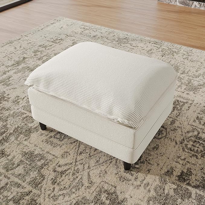 Ottoman for Modular Sectional Sofa, Ottoman Seat for Convertible Sectional, Single Sofa Couch for Living Room, Bedroom, Apartment, Corduroy, Beige