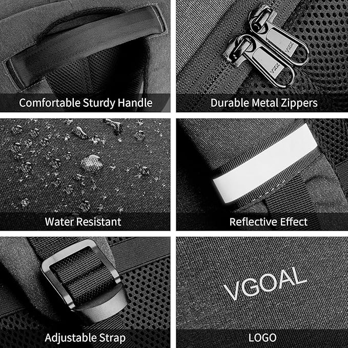 VGOAL Travel Laptop Backpack, Laptop Bookbag College Backpack Durable Water Proof with USB Charging Port for Men Women (FG6303-17)