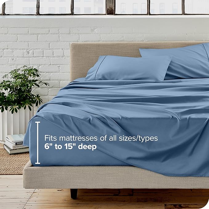 Bare Home Ultra-Soft Twin Sheet Set - Luxury 1800 - Hydro-Brushed - Deep Pockets - Easy Fit - 3 Piece Set - Bedding Sheets & Pillowcases (Twin, Coronet Blue) BareHome