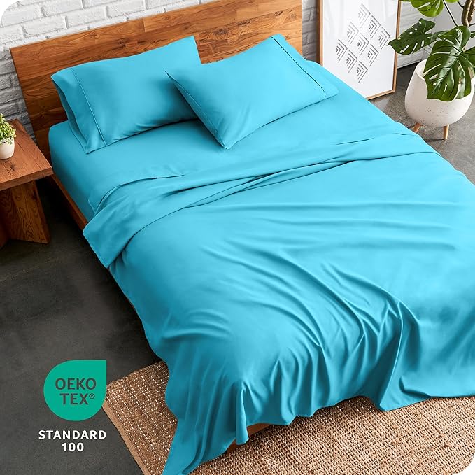 Bare Home King Sheet Set - Luxury 1800 Ultra-Soft Microfiber King Bed Sheets - Double Brushed - Deep Pockets - Easy Fit - 4 Piece Set - Bedding Sheets & Pillowcases (King, Aqua) BareHome