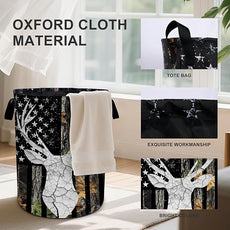 Hunting Camouflage Laundry Basket Foldable Oxford Cloth Tote Bag Laundry Hamper Clothes Storage Bucket Organizer For Bathroom/Laundry Storage/Bedroom 19.6x15.7 Inch