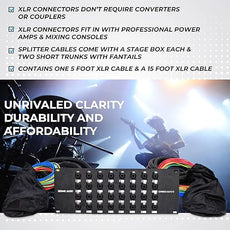 Seismic Audio Speakers Rack Mount 32 Channel XLR TRS Combo Splitter Snake Cable, 5’ And 15’ XLR Trunks, 32 Channel Splitter