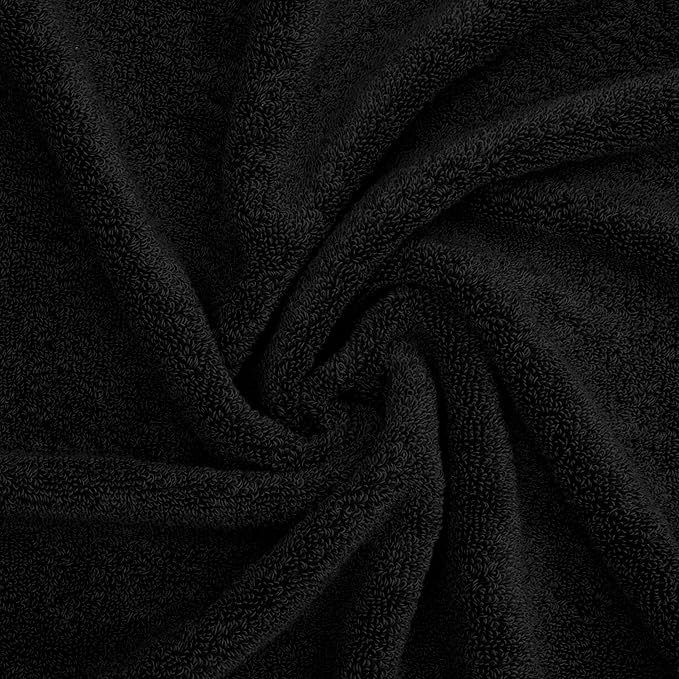 American Soft Linen Salem 100% Cotton Turkish 4 Piece Hand Towels for Bathroom, 600 GSM Soft Absorbent Quickdry Hand Face Towel Set, Black
