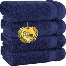 Cotton Paradise Hand Towels for Bathroom, 100% Cotton Turkish 4 Piece Hand Towel Set, Soft Absorbent Face Towels, Navy Blue Hand Towels