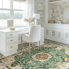 Green Rug 3'x5',Washable Area Rugs for Bedroom Living Room Kitchen Entryway Bedside,Small Boho Vintage Bohemian Distressed Oriental Non Slip Carpet,Retro Sage Floral
