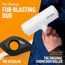 ChomChom Roller & Detailer Bundle - Pet Hair Remover and Reusable Lint Roller - ChomChom Cat and Dog Hair Remover for Furniture, Couch, Carpet, Clothing and Bedding - Multi-Surface Fur Removal Tool