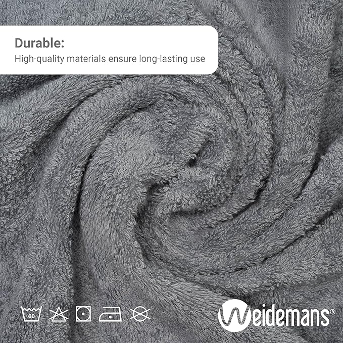 Premium 8 Pieces Towel Set Including 2 Bath Towels 30" x 56", 2 Hand Towels 18" x 30" and 4 Washcloths 13" x 13" - Color: Dark Grey & Silver | Pure Cotton |Machine Washable high Absorbency