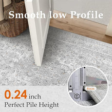 Gray Area Rug 5x7 for Living Room Washable Vintage Carpet Low Pile Non Slip Distressed Soft Traditional Retro Oriental Grey Accent Throw Rug Office Kitchen Bedroom Bathroom Dining Room