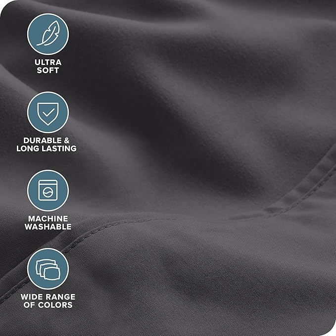 Bare Home Hotel Luxury Full XL Sheet Set, Extra Soft - 6 Piece Set - Deep Pockets - Easy Fit - Cooling & Breathable - Wrinkle, Fade, Stain Resistant - Includes 4 Pillowcases (Full XL, Grey)