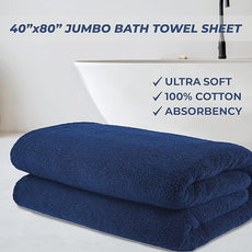 Cotton Paradise 100% Cotton 40x80 Oversized Bath Sheet, Extra Large Turkish Bath Towels for Bathroom, Navy Blue Bathsheet