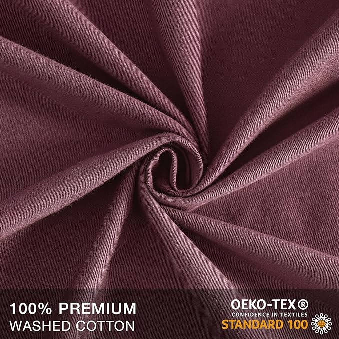 JELLYMONI Pillowcases Standard Set of 2 Cotton Button Pillow Covers 20×26in Dusty Rose Bed Pillow Cases 100% Washed Cotton Soft Breathable (Pillows are not Included)