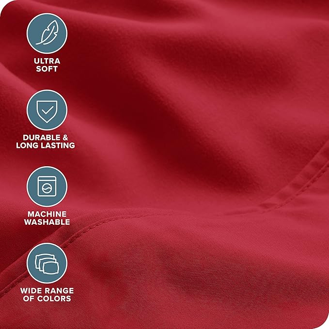Bare Home Hotel Luxury Full Sheet Set, Extra Soft - 6 Piece Set - Deep Pockets - Easy Fit - Cooling & Breathable - Wrinkle, Fade, Stain Resistant - Includes 4 Pillowcases (Full, Red)