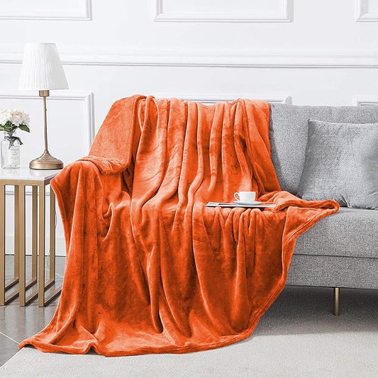 IR Imperial Rooms Fleece Blanket - Super Soft Fluffy Throw Blanket for Sofa and Bed - Warm and Cozy Lightweight 400 GSM Microfiber Bed Throws Blankets, 50 x 60 Inches (Throw/Travel, Rust)