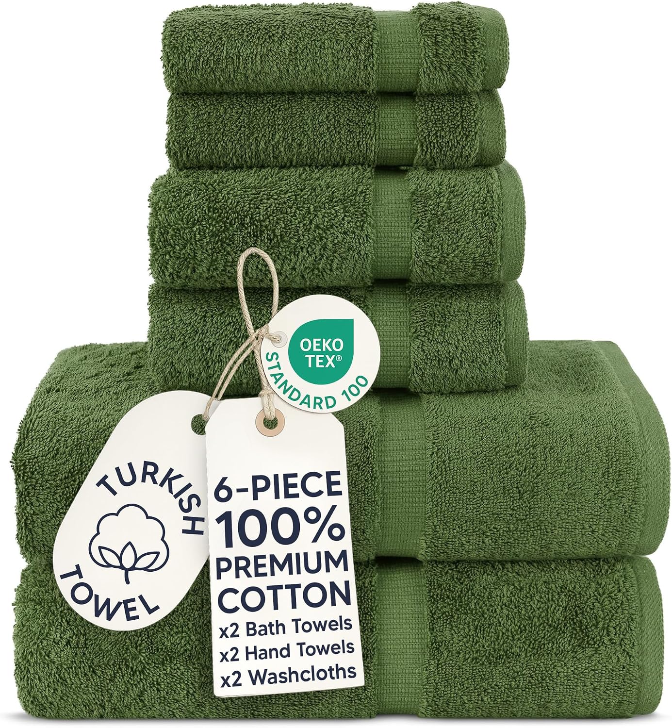 Chakir Turkish Linens 4 Piece Bath Towel Set, 100% Cotton Luxury Turkish Towels for Bathroom, Soft Absorbent Bath Towels, 27 x 54 Inches, Gray