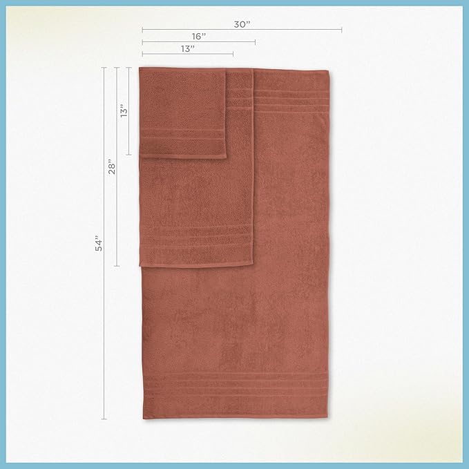 Martex 6-Piece Towel Set – Ultimate Performance – 100% Cotton – 2 Bath Towels – 2 Hand Towels – 2 Wash Cloths – Versatile – Low-Linting – Supersoft & Absorbent Bathroom Set – Easy Care – Terracotta