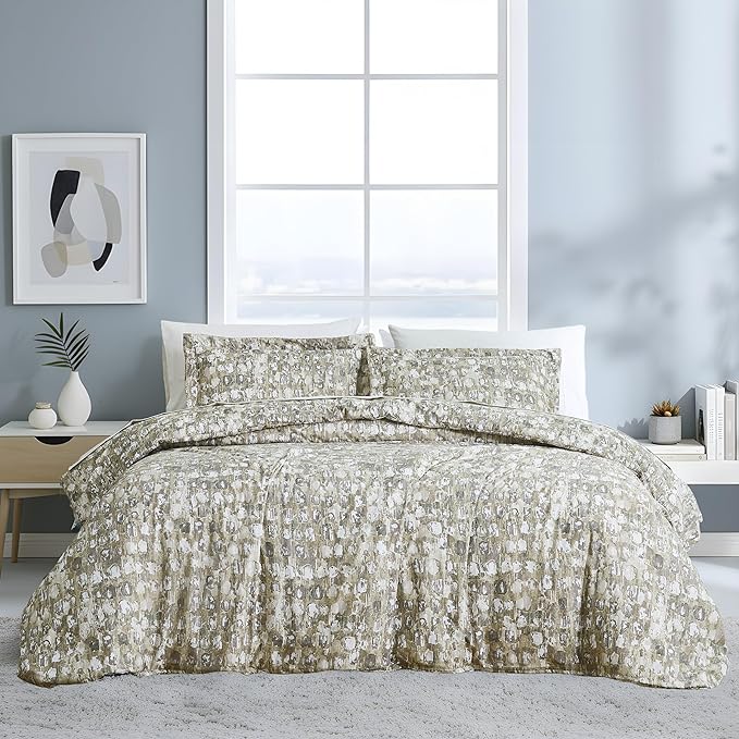 Southshore Fine Living, Inc. Abstract Twin Duvet Cover Set, Premium Microfiber XL/Twin Comforter Cover, Wrinkle-Resistant, Machine Washable – Includes 1 Duvet Cover and 1 Sham, Rhythm Taupe