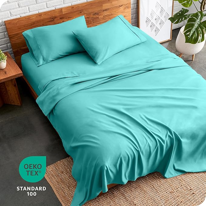 Bare Home Full XL Sheet Set - Luxury 1800 Ultra-Soft Microfiber Full Extra Long Bed Sheets - Double Brushed - Deep Pockets - Easy Fit - 4 Piece Set - Bedding Sheets & Pillowcases (Full XL, Turquoise) BareHome