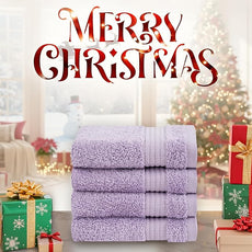 Cotton Paradise 100% Cotton Turkish Washcloth Set for Bathroom, 4 Piece Soft Absorbent Small Hand Face Towels Wash Rags, Lilac