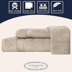 Personalized Towels, Hotel & Spa Quality, Super Soft, Highly Absorbent, Bathroom Sets, 100% Cotton Monogrammed towels 3 Piece Towel Set, Includes 1 Bath Towels, 1 Hand Towels, 1 Washcloths, Beige