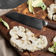 Yatoshi Knives Magnetic Kitchen Knife Block Set - Japanese 67 Layer High-Grade VG-10 Steel Knives, Sharp, G10 Handle Professional Kitchen Knife Set - Damascus (6 pieces), Brown Pakkawood Handles