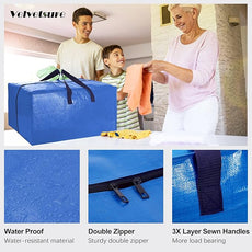 12 Pack Heavy Duty Extra Large Moving Bags W/Backpack Straps - Strong Handles & Zippers, Storage Totes For Space Saving, Fold Flat, Alternative to Moving Box and Storage Bin, Multicolor