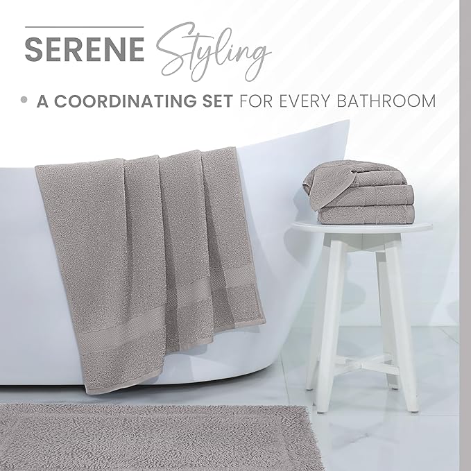 Martex 100% Cotton Ringspun Bath Rug | Super Soft | Super Absorbent | Essential Bathroom Rugs | Non-Slip Bath Mat | Quick Drying Bath Mat | Silver