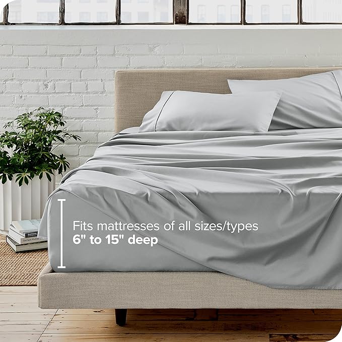 Bare Home Twin Sheet Set - 1800 Ultra-Soft Microfiber Twin Bed Sheets - Double Brushed - Deep Pockets - Easy Fit - 3 Piece Set - Bed Sheets (Twin, French Grey) BareHome