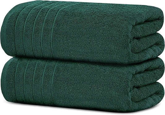 Tens Towels Pack of 2 Extra Large Bath Sheets 35 x 70 Inches, 100% Cotton, Larger & Lighter Weight, Quicker to Dry, Super Soft & Absorbent, Oversized Bath Towels, Hunter Green