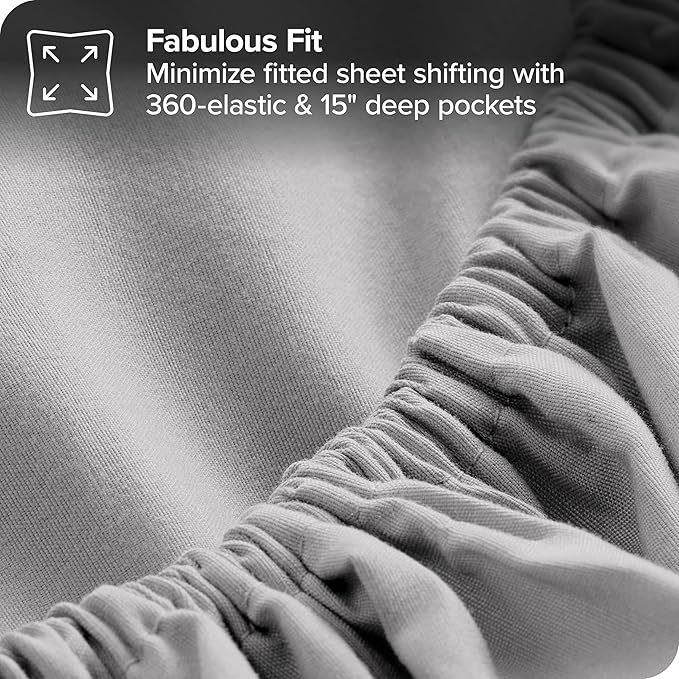 Bare Home Bed-in-A-Bag 7 Piece Comforter & Sheet Set - King - Goose Down Alternative - Ultra-Soft 1800 Premium - Bed Set (King, Grey/Light Grey)